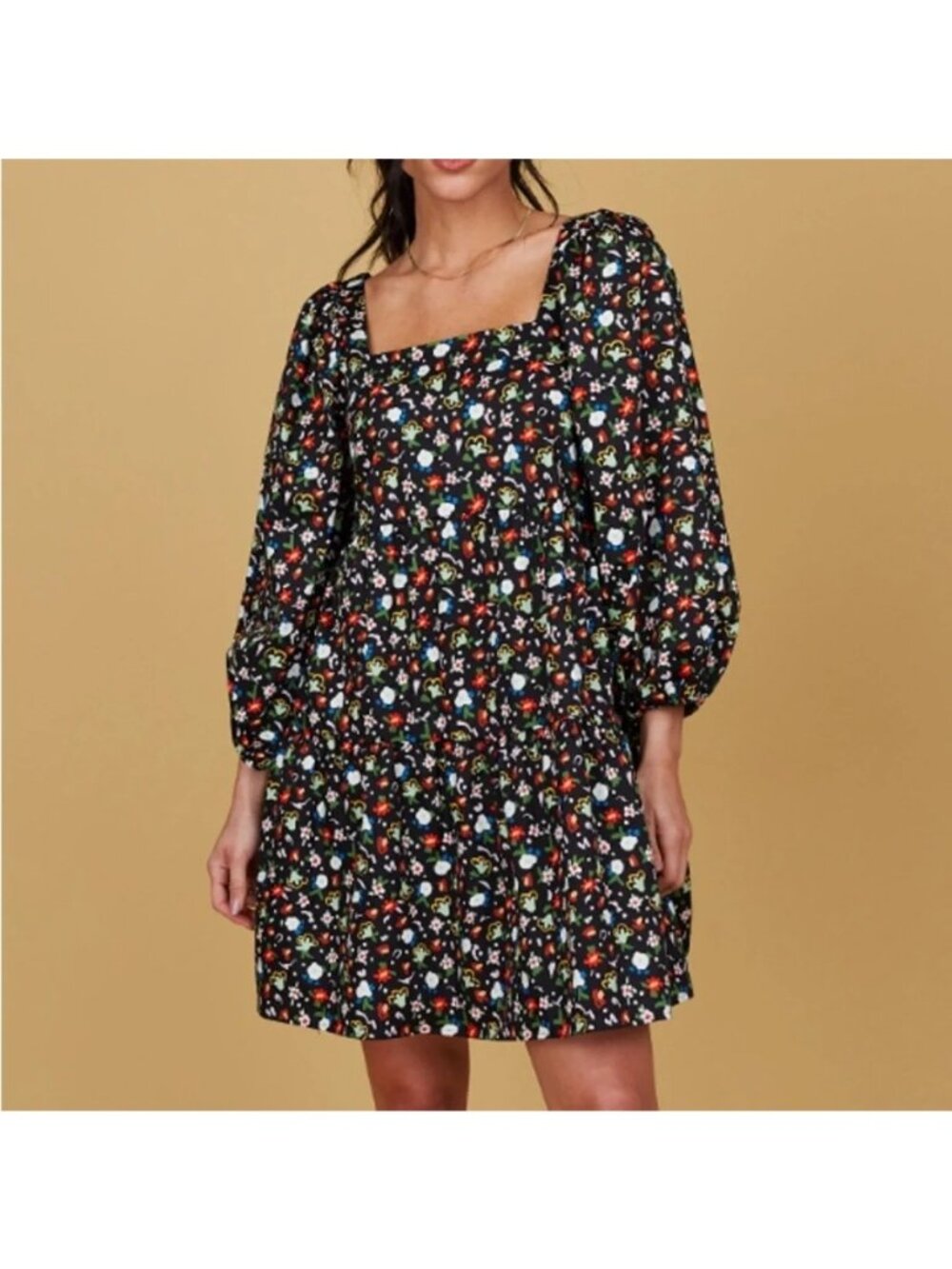 Crosby By Mollie Burch Piper Floral Puff Sleeve Dress XS Boho Blooms Print